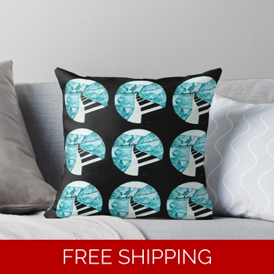 Pillow Case Black Piano window Multi Logo